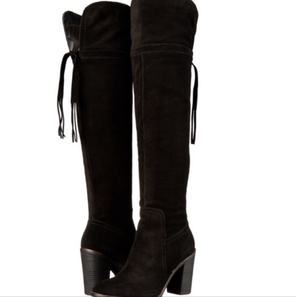 Franco Sarto Black Suede Over-the-Knee Boots